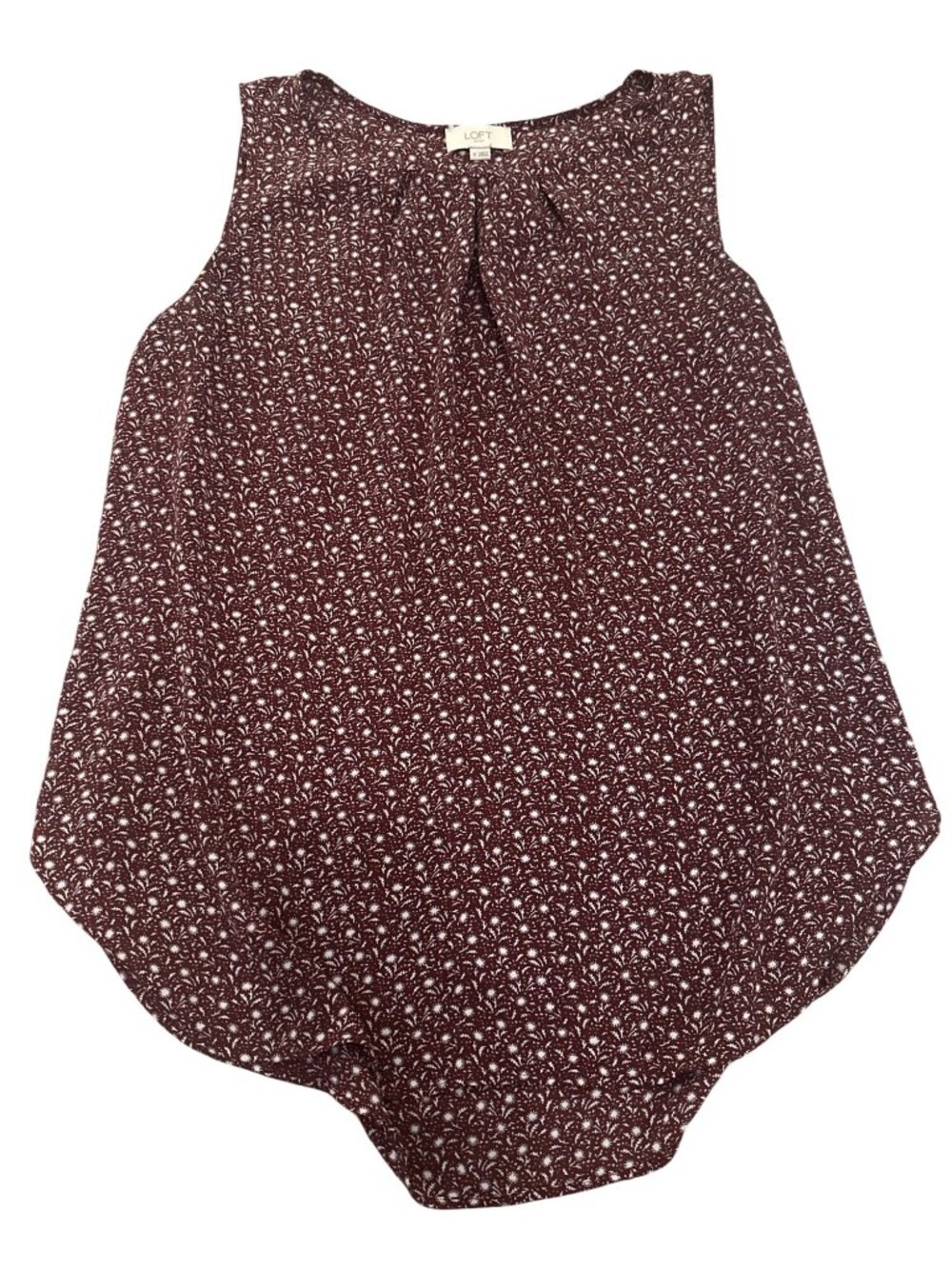 Ann Taylor Loft Blouse Top M Womens Sleeveless Burgundy Floral Cottage Core